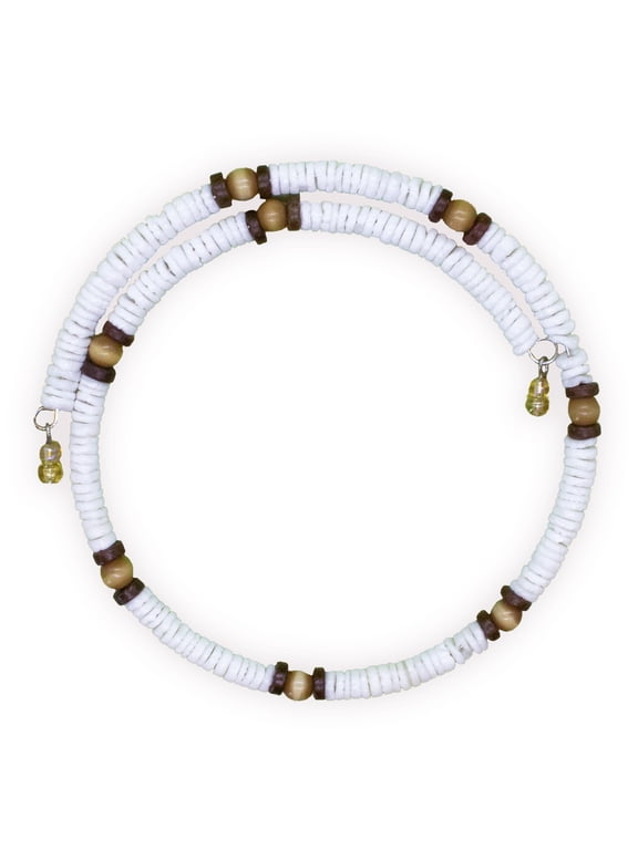 Puka Shell Necklace Choker, 16" Adjustable Unisex Beaded Seashell Necklaces for Men, White Heishi Bead Chokers for Women