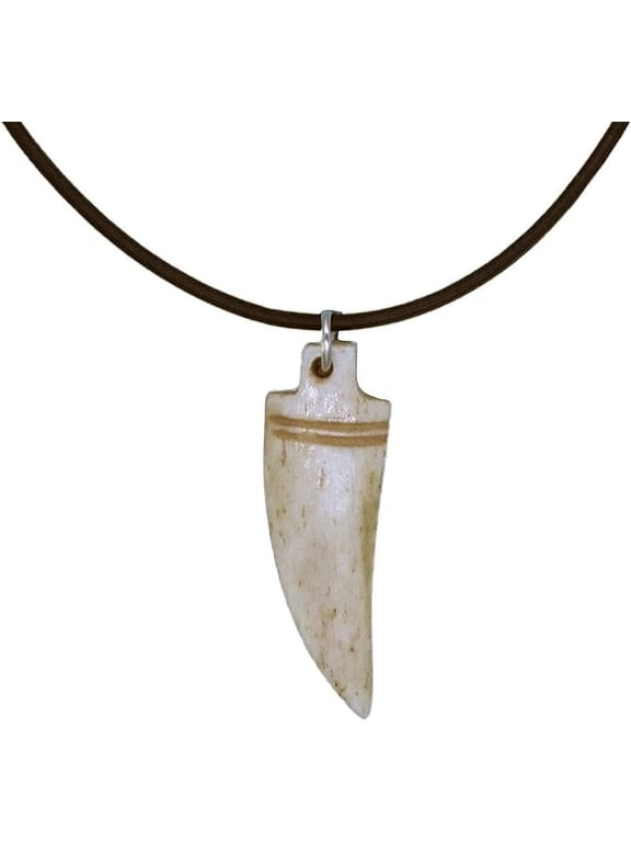 Wolf Tooth Necklace for Men, Necklace with Bone Bead Fang Pendant, Dinosaur Teeth Horn Necklaces with Round Leather Cord