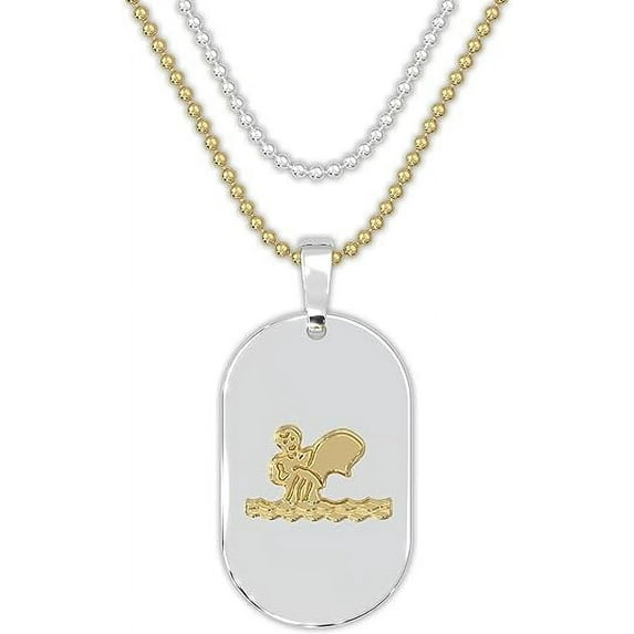 Fablinks Zodiac Necklaces for Women and Men - Stainless Steel Gold and Silver Dog Tag Pendant with Ball Chain, Astrology Stars Constellation Necklace, Celestial Horoscope Sign Pendant Jewelry