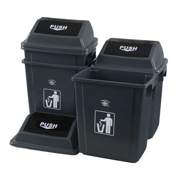 Fabnati 20 Liter Swing Lid Trash Bin, 4 Pack Plastic Rectangle Garbage Can, Gray