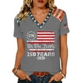 thumbnail image 1 of Fabrcox 1776-2026 250 Anniversary USA T Shirt Flag Print V Neck T Shirts for Women Short Sleeve Celebration Patriotic Freedom Women 4th of July Shirt Gray XL, 1 of 6