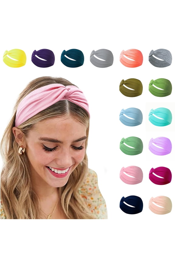 2 Pack Headbands Men Women Elastic Non Slip Knotted Sweat Band Soft Stretchy Outdoor Running Athletic Sports Unisex Hair Band
