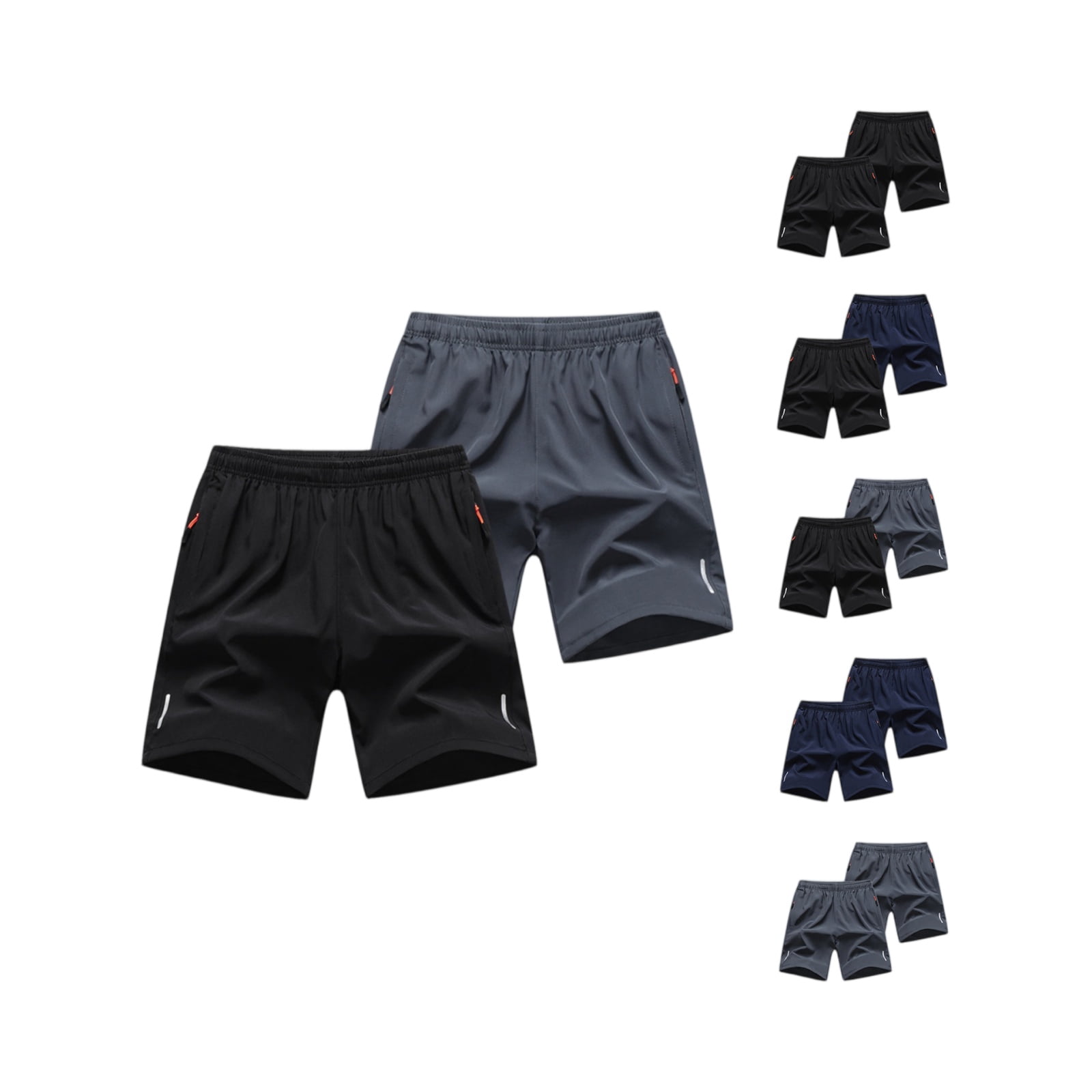 Fabrcox 2 Pack Quick Dry Mens Shorts Elastic Waist Men Workout Shorts ...