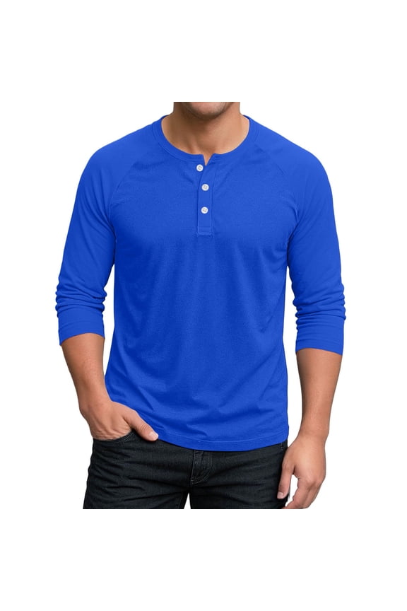 3/4 Sleeve Shirts for Men Big and Tall Men's Henley Shirts Athletic Sports Workout Button Down Lightweight Men Tops