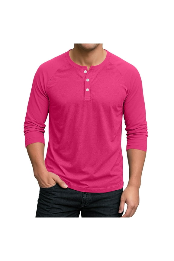 3/4 Sleeve Tops for Men Big and Tall Henley Shirts for Men Workout Running Athletic Button Down Lightweight Men Tops