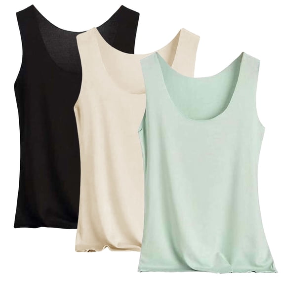 Fabrcox 3 Pack Summer Tank Tops for Women Quick Drying Sleeveless Crew Neck Athletic Tank Tops Women Outdoor Running Breathable Seamless Basic Women Undershirts Green L
