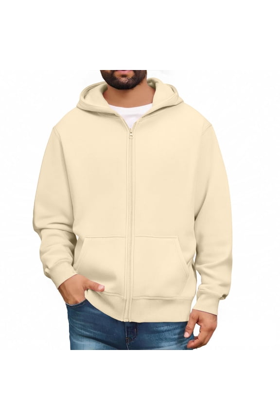 Black Big and Tall Hoodie Mens Winter Fleece Lined Sweatshirts Jacket with Pockets Long Sleeve Comfortable Trendy Sweatshirts Khaki XL
