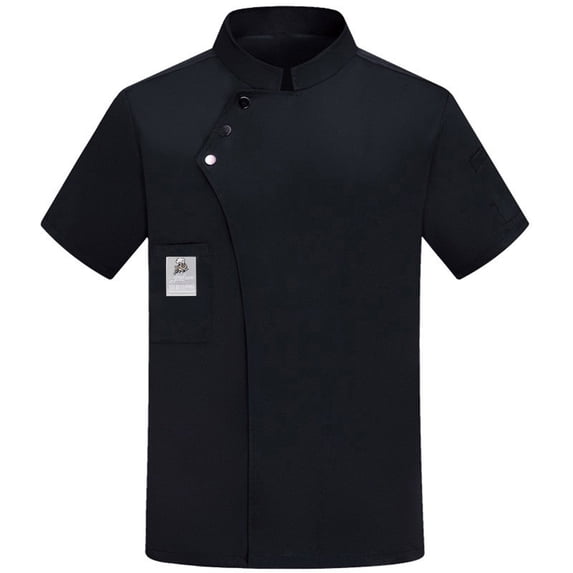 Fabrcox Black Chef Coats Restaurant Short Sleeve Chef Uniform with Pockets Unisex Button Basic Lightweight Canteen Hotel Kitchen Work Wear for Women Men