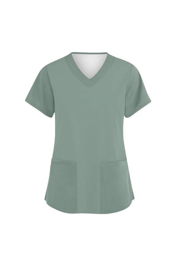 Black Scrub Women Tops Oversized Short Sleeve V Neck Nurse Scrubs Tops with Pockets Fall Spring Working Uniform Mint Green XL