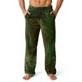 thumbnail image 1 of Fabrcox Camo Flannel Pj Pants for Men Slim Fit Pajama Bottoms with Pockets Elastic Waist Winter Warm Casual Mid Waisted Home Pajama Bottoms Dark Green 2XL, 1 of 4