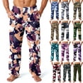 thumbnail image 1 of Fabrcox Camouflage Flannel Pajama Pants Men Big and Tall Pajama Bottoms with Pockets Elastic Waist Winter Warm Casual Mid Waisted Home Pajama Bottoms Royal Blue 2XL, 1 of 4