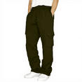 thumbnail image 1 of Fabrcox Cargo Pants for Men Drawstring Elastic Waist Cargo Sweatpants with Pockets Casual Lightweight Fall Spring Joggers Black L, 1 of 4