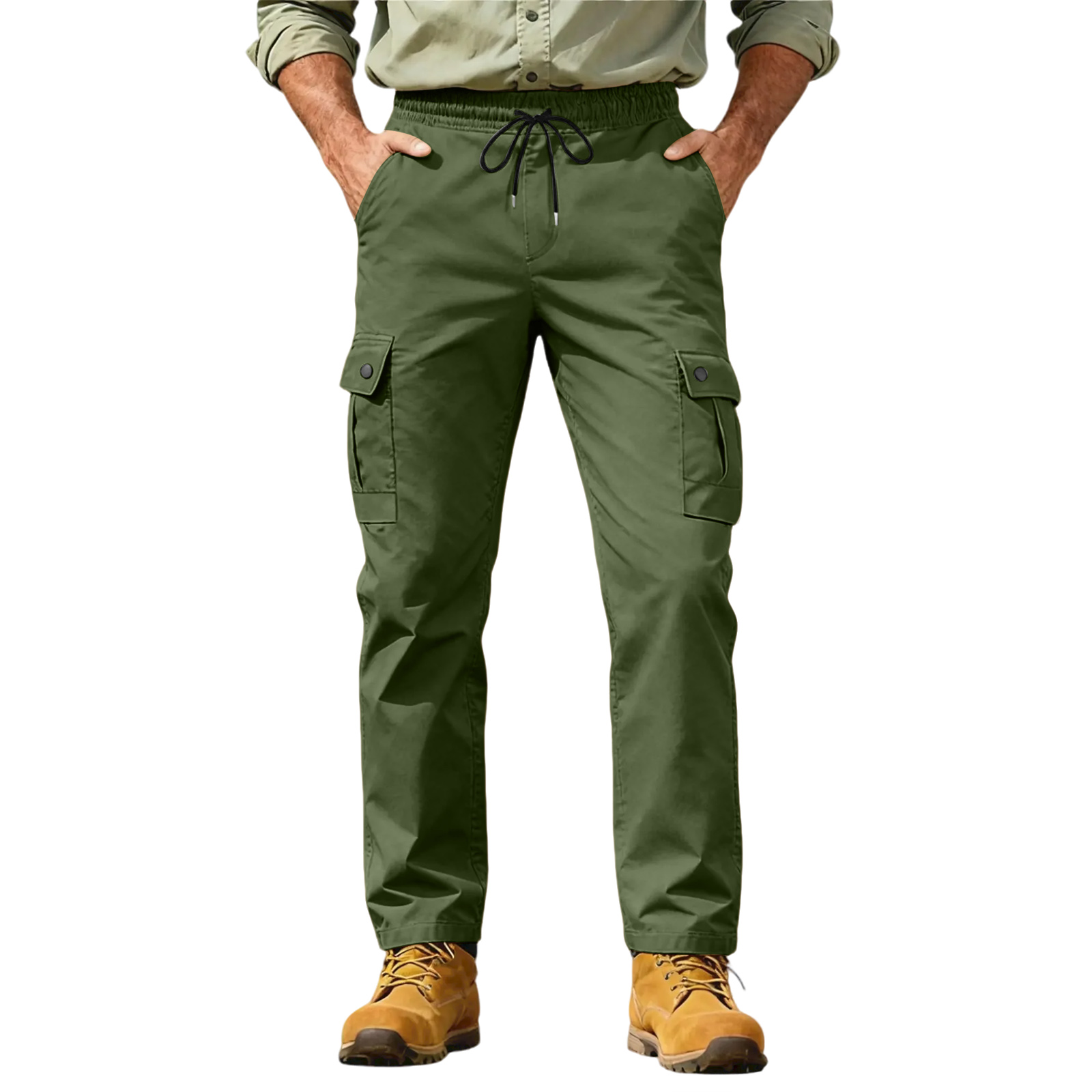 Fabrcox Cargo Pants for Men Elastic Waist Drawstring Loose Pants ...