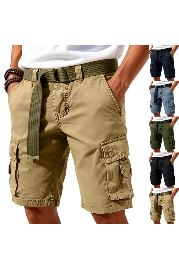 Cargo Shorts Men's Elastic Waist Mens Shorts Athletic Big and Tall Lightweight Outdoor Hiking Sports Mens Bermuda Shorts with Pockets No Belt Green XXL