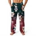 thumbnail image 1 of Fabrcox Christmas Graphic Pj Bottoms for Men Thick Warm Wide Leg Christmas Snowflake Santa Claus Casual Loose Cartoon Lounge Bottoms Dark Green 3XL, 1 of 5
