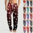 thumbnail image 1 of Fabrcox Christmas Home Pajamas Bottoms for Men Christmas Snowflake Printed Drawstring Pj Pants with Pockets Casual Elastic Waist Straight Leg Lounge Bottoms, Blue 2XL, 1 of 6