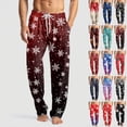 thumbnail image 1 of Fabrcox Christmas Home Pajamas Bottoms for Men Christmas Snowflake Printed Drawstring Pj Pants with Pockets Casual Elastic Waist Straight Leg Lounge Bottoms, Turquoise M, 1 of 6