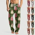 thumbnail image 1 of Fabrcox Christmas Home Pajamas Bottoms for Men Christmas Tree Printed Drawstring Pj Pants with Pockets Casual Elastic Waist Straight Leg Lounge Bottoms, Wine M, 1 of 6