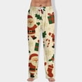 thumbnail image 1 of Fabrcox Christmas Men's Black Pajama Pants Straight Leg Elastic Waist Pj Pants with Pockets Casual Snowman Printed Drawstring Pajama Bottoms Beige XXL, 1 of 4