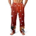 thumbnail image 1 of Fabrcox Christmas Men's Flannel Pajama Pants Winter Warm Elastic Waist Christmas Tree Xmas Casual Christmas Baggy Bottoms Pants Wine M, 1 of 5