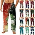 thumbnail image 1 of Fabrcox Christmas Men's Flannel Pajamas Bottoms Straight Leg Elastic Waist Christmas Snowflake Santa Claus Casual Trendy Cozy Christmas Sleepwear Bottoms Hot Pink M, 1 of 5