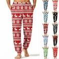 thumbnail image 1 of Fabrcox Christmas Pajama Pants for Men Big and Tall Tree Snowflake Reindeer Printed Loose Fit Lounge Bottoms Casual Baggy Comfy Loose Sleepwear Pj Pants, Red 2XL, 1 of 6