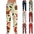 thumbnail image 1 of Fabrcox Christmas Printed Pajama Pants for Men Straight Leg Elastic Waist Pj Pants with Pockets Casual Santa Claus Printed Drawstring Pajama Bottoms Wine XXL, 1 of 4