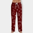 thumbnail image 1 of Fabrcox Christmas Snowman Printed Men's Pajama Pants with Pockets Elastic Waist Drawstring Lounge Bottoms Straight Leg Casual Home Soft Pj Pants with Pockets Vermilion XXL, 1 of 4