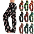 thumbnail image 1 of Fabrcox Christmas Woman Graphic Black Pajama Pants Wide Leg Drawstring Sleep Lounge Pants Mid Waisted Casual Christmas Animals Printed Pajama Bottoms White 3XL, 1 of 4