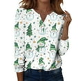 thumbnail image 1 of Fabrcox Christmas Woman Henley Shirts Christmas Snowman Print V Neck Long Sleeve Fall Spring Tops Casual Basic Tees Pullover Shirt White S, 1 of 3