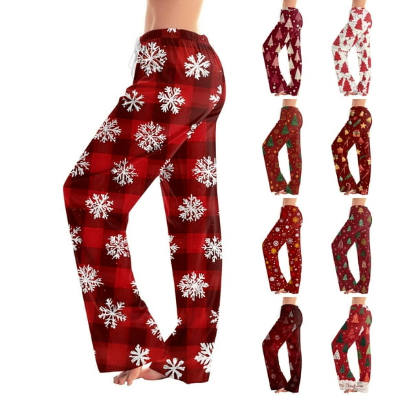 Fabrcox Christmas Women Sleep Lounge Pants S-3xl Slim Fit Comfy Loose Sleepwear Full Length Christmas Pajama Pants Hot Pink 3XL