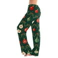 thumbnail image 1 of Fabrcox Christmas Women's Pajamas Bottoms Loose Fit Wide Leg Drawstring Sleep Lounge Pants Mid Waisted Casual Christmas Animals Printed Pajama Bottoms Army Green XL, 1 of 4