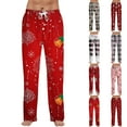 thumbnail image 1 of Fabrcox Christmas Xmas Santa Claus Printed Graphic Slim Fit Pj Bottoms for Men Elastic Waist Drawstring Lounge Bottoms Straight Leg Casual Comfy Sleepwear with Pockets Pink XL, 1 of 4