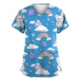 thumbnail image 1 of Fabrcox Easter Scrubs for Women Egg Cute Animals Print Work Shirt Women with Pocket Short Sleeve V Neck Holiday Nursing Uniforms for Women Top S-5XL, 1 of 4