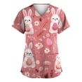 thumbnail image 1 of Fabrcox Easter Scrubs for Women Tops Bunny Cute Graphic Women's Work Shirts with Pocket Short Sleeve V Neck Plus Size Nursing Uniform S-5XL, 1 of 4