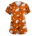 thumbnail image 1 of Fabrcox Easter Womens Scrub Tops Egg Bunny Print Workwear for Nurses with Pocket Short Sleeve V Neck Stretch Nursing Uniforms for Women Scrubs S-5XL, 1 of 4