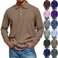 thumbnail image 1 of Fabrcox Fall Spring Mens Trendy Polo Shirts Button Down Long Sleeve Fashion Pullover Golf Shirts Basic Solid Color Casual Polo Shirts Pink XXL, 1 of 4