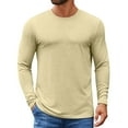 thumbnail image 1 of Fabrcox Fall Spring S-3xl Black T Shirts Mens Crew Neck Solid Color Trendy Long Sleeve Basic Tee Casual Lightweight Pullover T-Shirt Beige L, 1 of 4