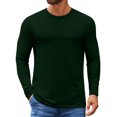 thumbnail image 1 of Fabrcox Fall Spring S-3xl Men's T Shirts Crew Neck Solid Color Trendy Long Sleeve Basic Tee Casual Lightweight Pullover T-Shirt Dark Green XL, 1 of 4