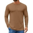 thumbnail image 1 of Fabrcox Fall Spring S-3xl Plus Size T Shirts for Man Crewneck Solid Color Trendy Long Sleeve Basic Tee Casual Lightweight Pullover T-Shirt Brown 3XL, 1 of 4