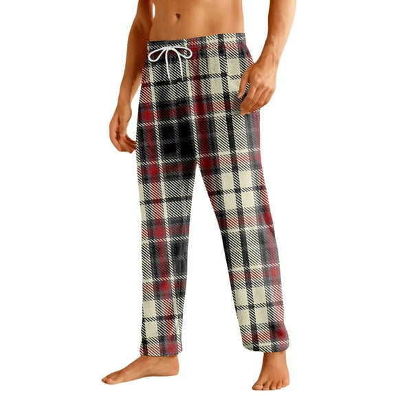 Fabrcox Flannel Men's Pajama Pants M-Xl Xxl Xxxl Oversized Pajama Pants with Pockets Soft Comfy Sleep Bottoms Full Length Loungewear Pants Khaki 2XL