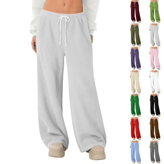 Fabrcox Flannel S-3xl Plus Size Pj Bottoms Woman Trendy Basic Sleepwear Pants Soft Comfy Sleep Bottoms Full Length Loungewear Trouser Purple 2XL