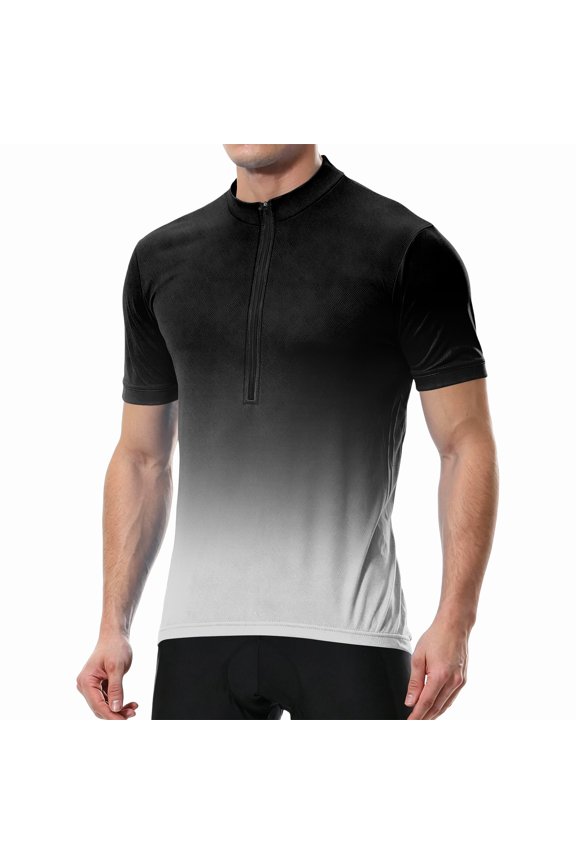 Gradient Cycling Jerseys for Men with 3+1 Rear Zipper Pockets Short Sleeve Workout Shirt Men Upf 50+ Half Zip Breathable Outdoor Quick Dry Mens Biking Shirts