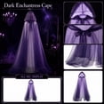 thumbnail image 1 of Fabrcox Halloween Holiday Full Length Hooded Cape, Unisex Adult Double Sided Reversible Mesh Cloak, Black Red Two Tone Garment for Masquerade Christmas Gathering Purple, 1 of 7