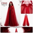 thumbnail image 1 of Fabrcox Halloween Holiday Full Length Hooded Cape, Unisex Adult Double Sided Reversible Mesh Cloak, Black Red Two Tone Garment for Masquerade Christmas Gathering Red, 1 of 5