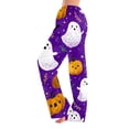 thumbnail image 1 of Fabrcox Halloween Women Pajama Pants Funny Ghost Pumpkin Spider Web Women Sleep Pants Fall Winter Festival Comfy Womens Lounge Pants Purple M, 1 of 6