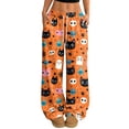 thumbnail image 1 of Fabrcox Halloween Womens Pajama Bottoms Ghost Pumpkin Spider Web Womens Lounge Pant Spooky Comfy Fall Winter Wide Leg Women's Sleep Pants, 1 of 5