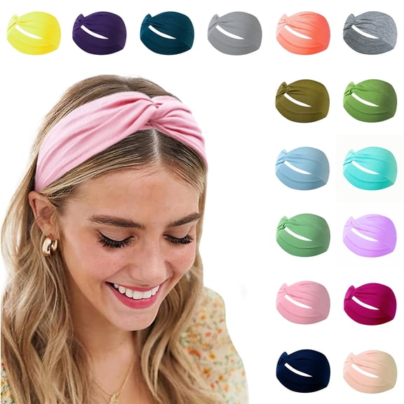 Fabrcox Headbands Men Women Elastic Non Slip Knotted Head Sweat Band Soft Stretchy Camping Going Out Fitness Yoga Unisex Hair Bands