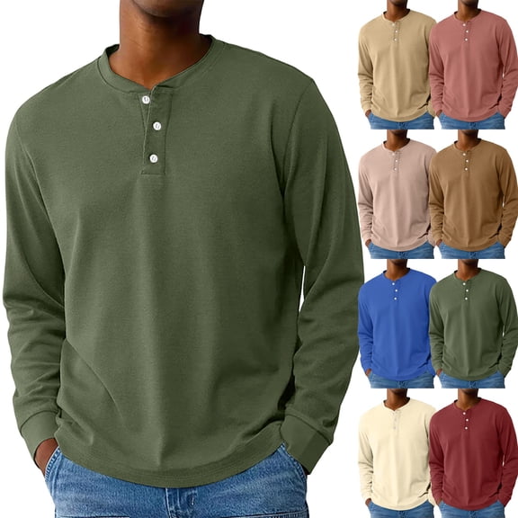 Fabrcox Henley Black T Shirts Mens M- 3xl Plus Size Crew Neck Long Sleeve Casual Lightweight Pullover Shirt Wine XL