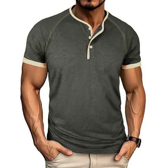 Fabrcox Henley Mens Shirt Lightweight Short Sleeve Breathable Mens ...